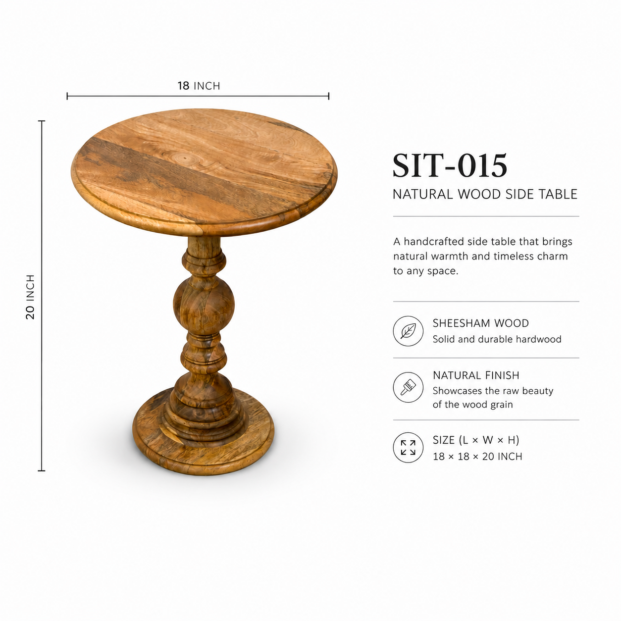 Handcrafted Pedestal End Table