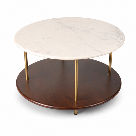 2-Tier Coffee Table with Gold Metal Accents