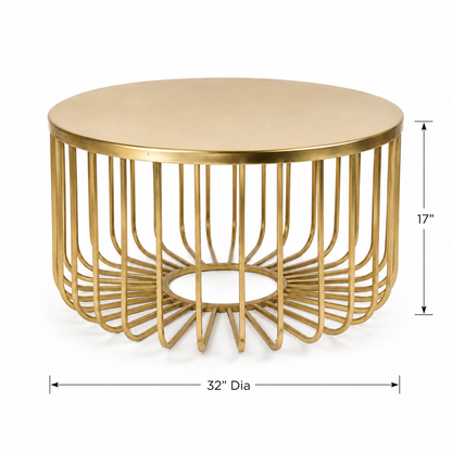 Luxury Metal Accent Table with Sculptural Wire Base