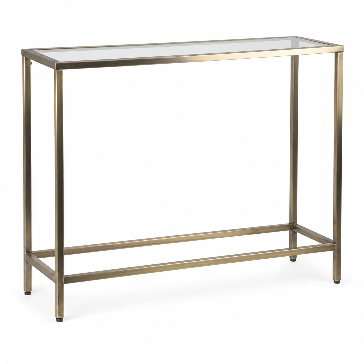 Modern Gold Console Table with Glass Top