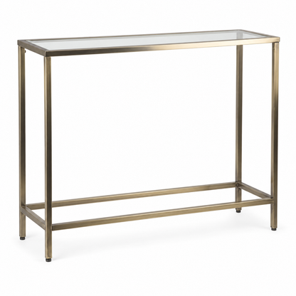 Modern Gold Console Table with Glass Top
