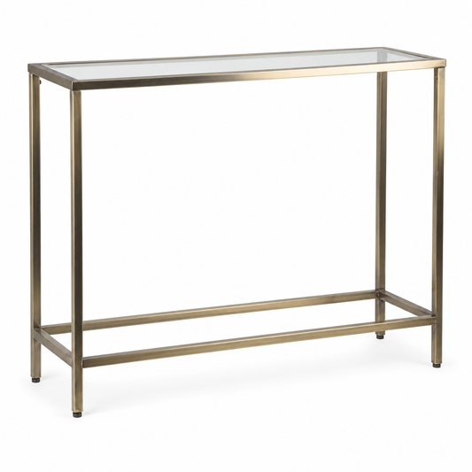 Modern Gold Console Table with Glass Top