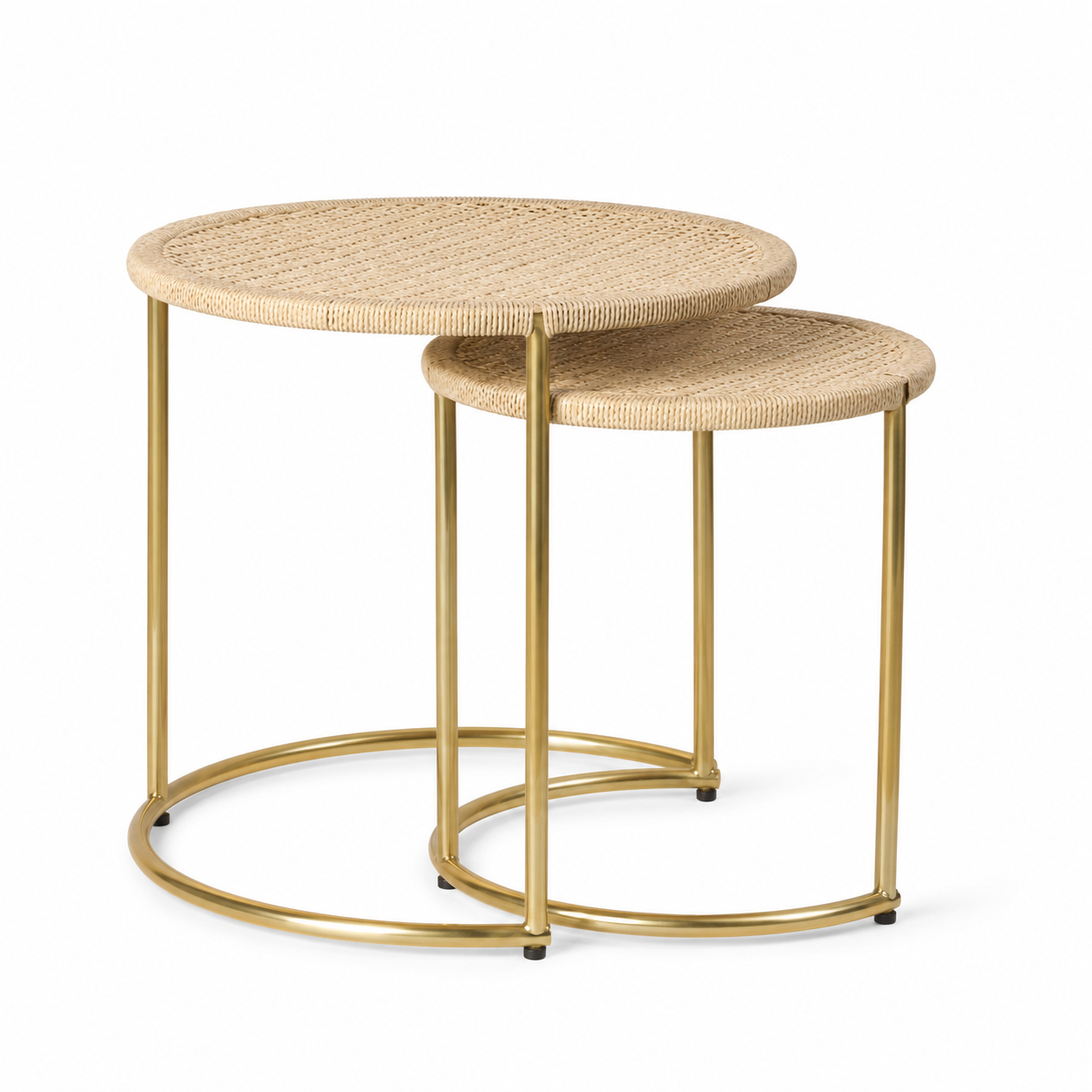 Set of 2 Rattan Nesting Side Tables