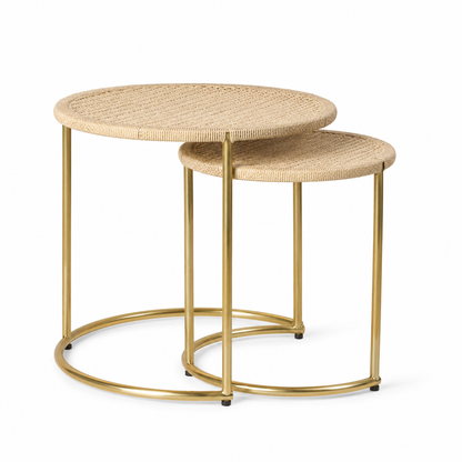 Set of 2 Rattan Nesting Side Tables