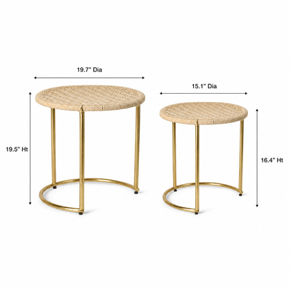 Set of 2 Rattan Nesting Side Tables