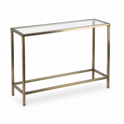 Modern Gold Console Table with Glass Top