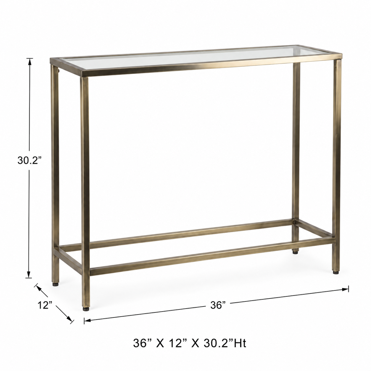 Modern Gold Console Table with Glass Top