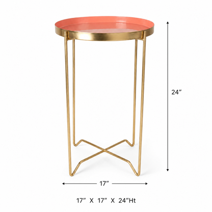 Modern Round Accent Table with Tray Top