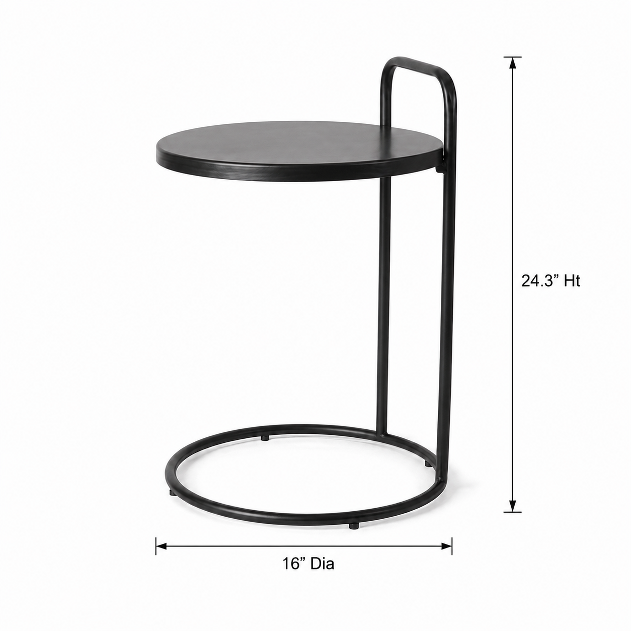 Modern Black C-Shaped Side Table