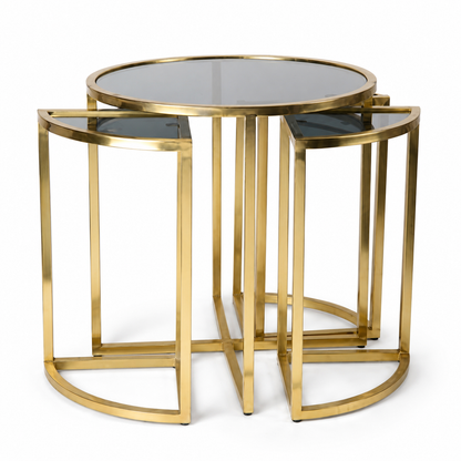 Luxury Gold Glass Nesting Side Table Set