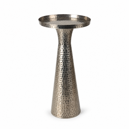 Hammered Nickel Finish Accent Table