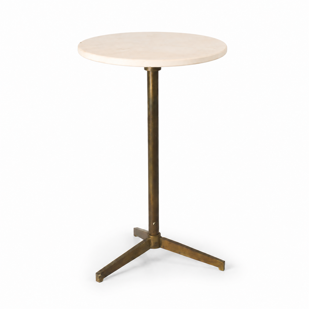 Marble Top Accent Side Table with Antique Brass Base