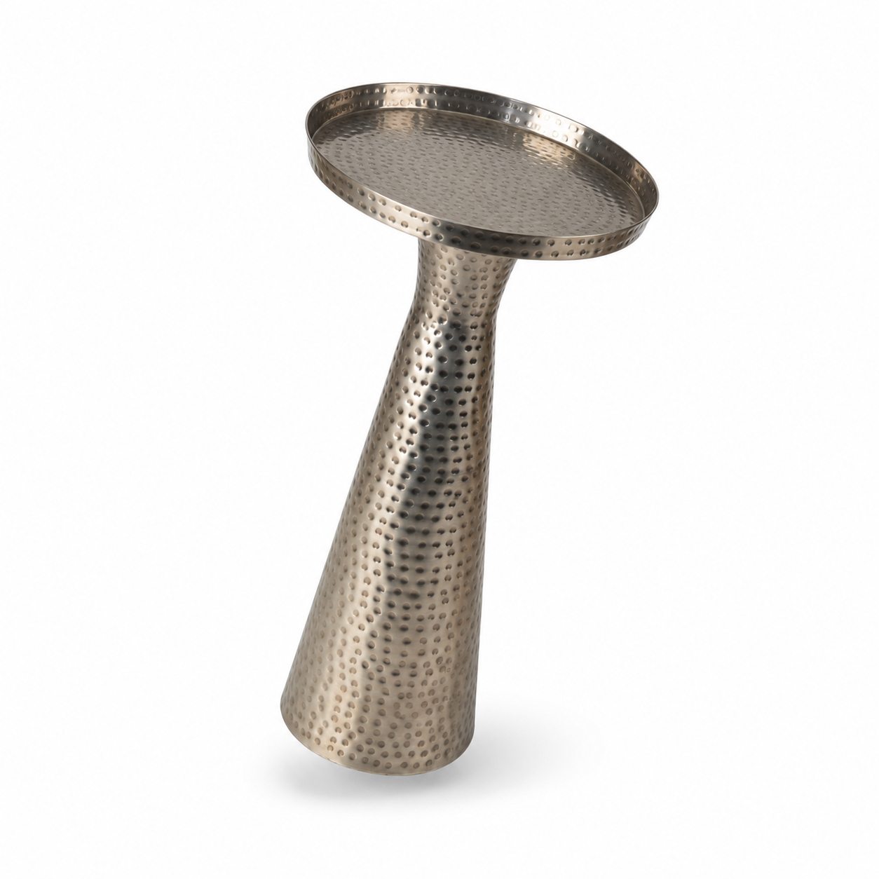 Hammered Nickel Finish Accent Table