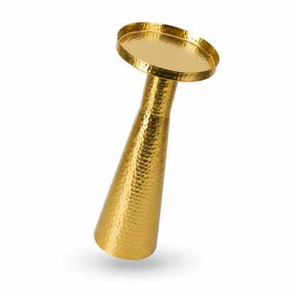 Hammered Gold Metal Pedestal Side Table