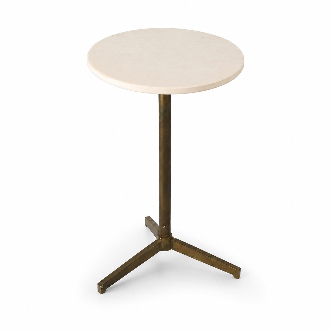 Marble Top Accent Side Table with Antique Brass Base