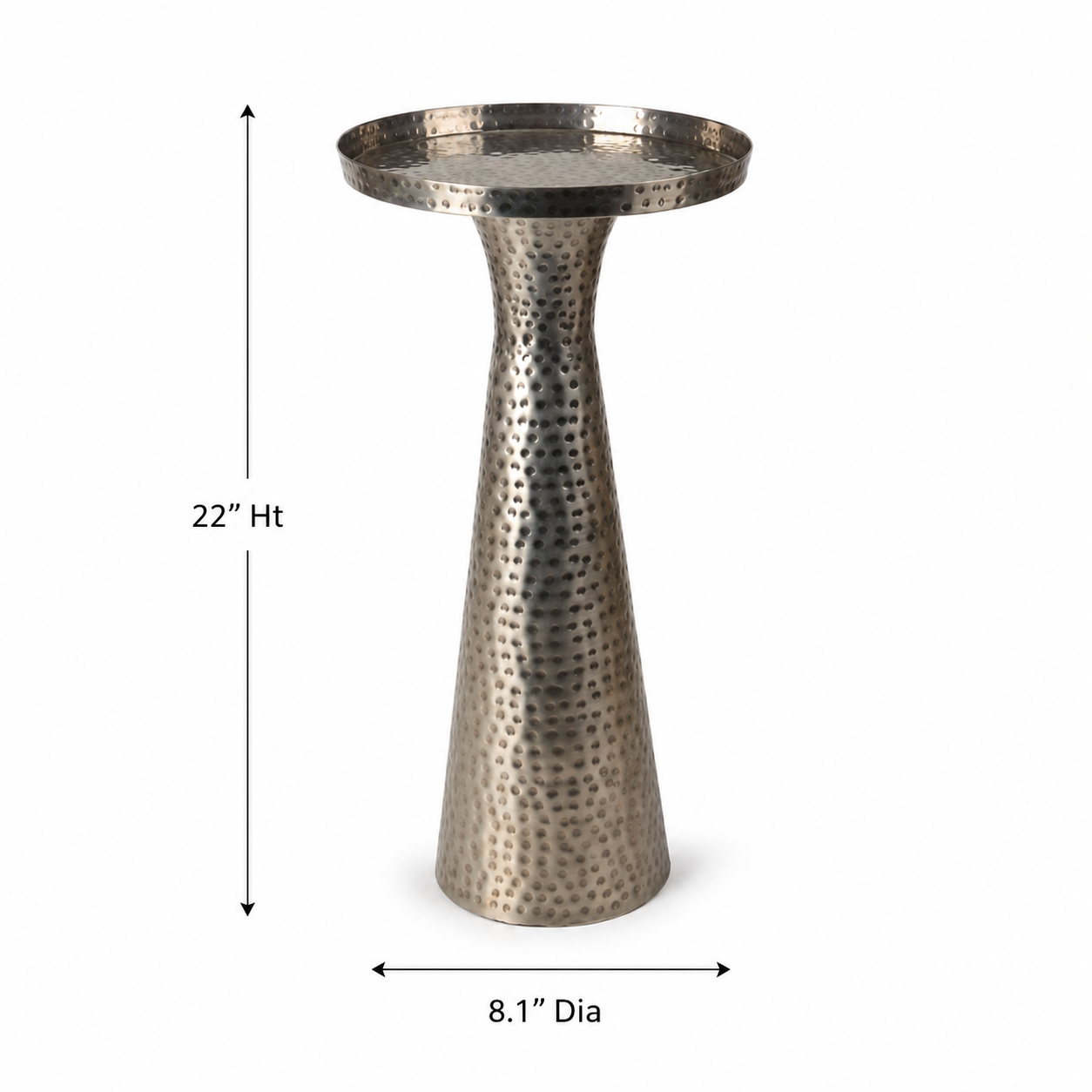 Hammered Nickel Finish Accent Table