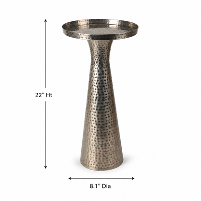 Hammered Nickel Finish Accent Table