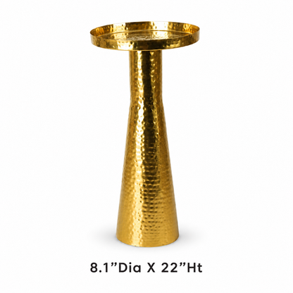 Hammered Gold Metal Pedestal Side Table