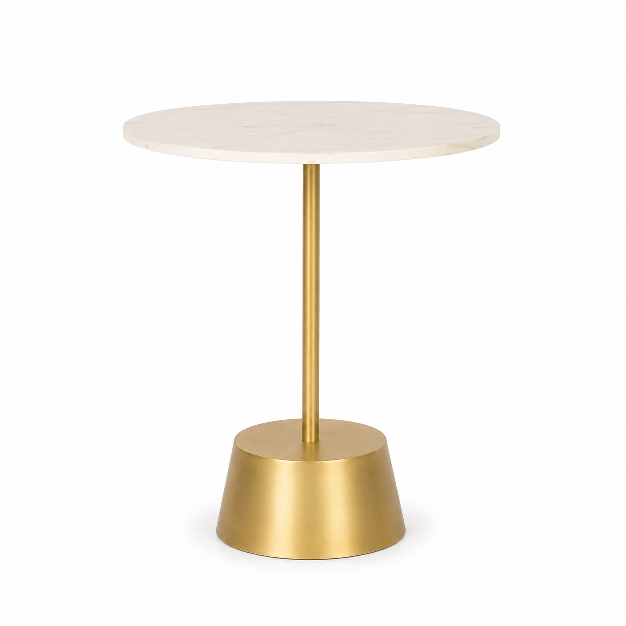 Modern White Marble & Gold Accent Side Table