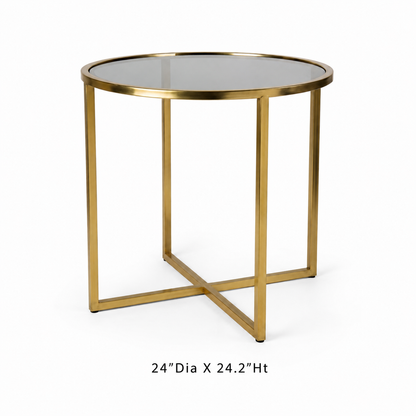 Luxury Gold Glass Nesting Side Table Set
