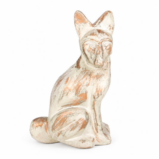 Distressed White Fox Sculpture