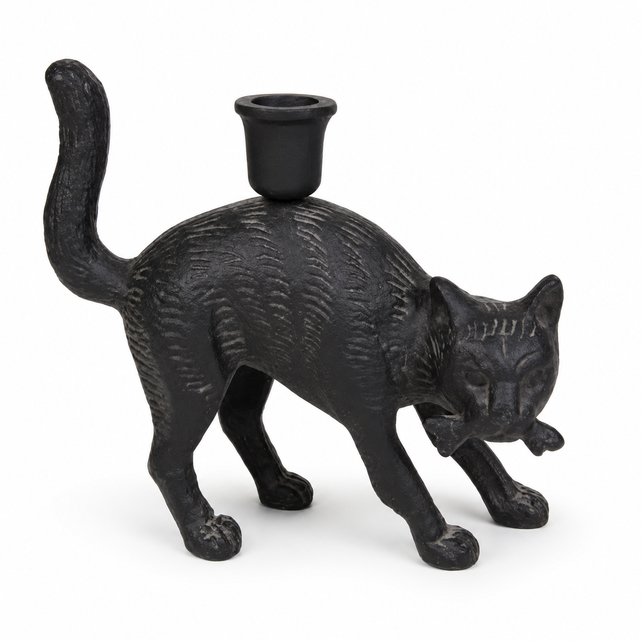 Black Cat Candle Holder Statue