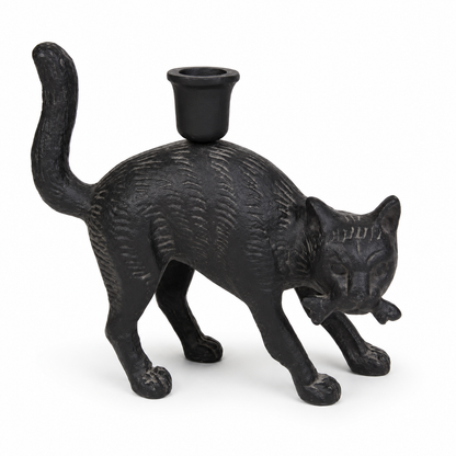 Black Cat Candle Holder Statue