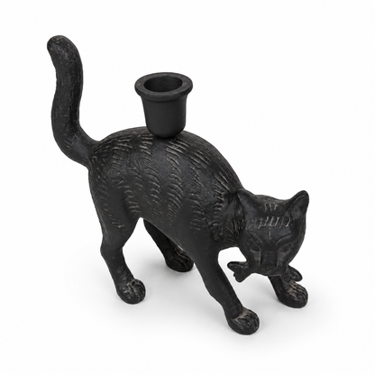Black Cat Candle Holder Statue
