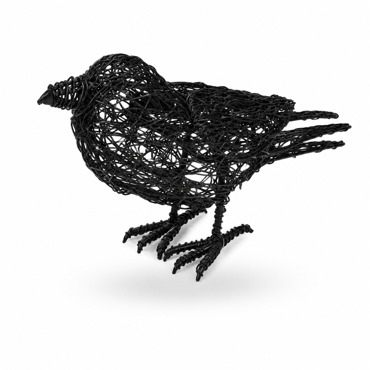 Handcrafted Black Wire Bird Sculpture