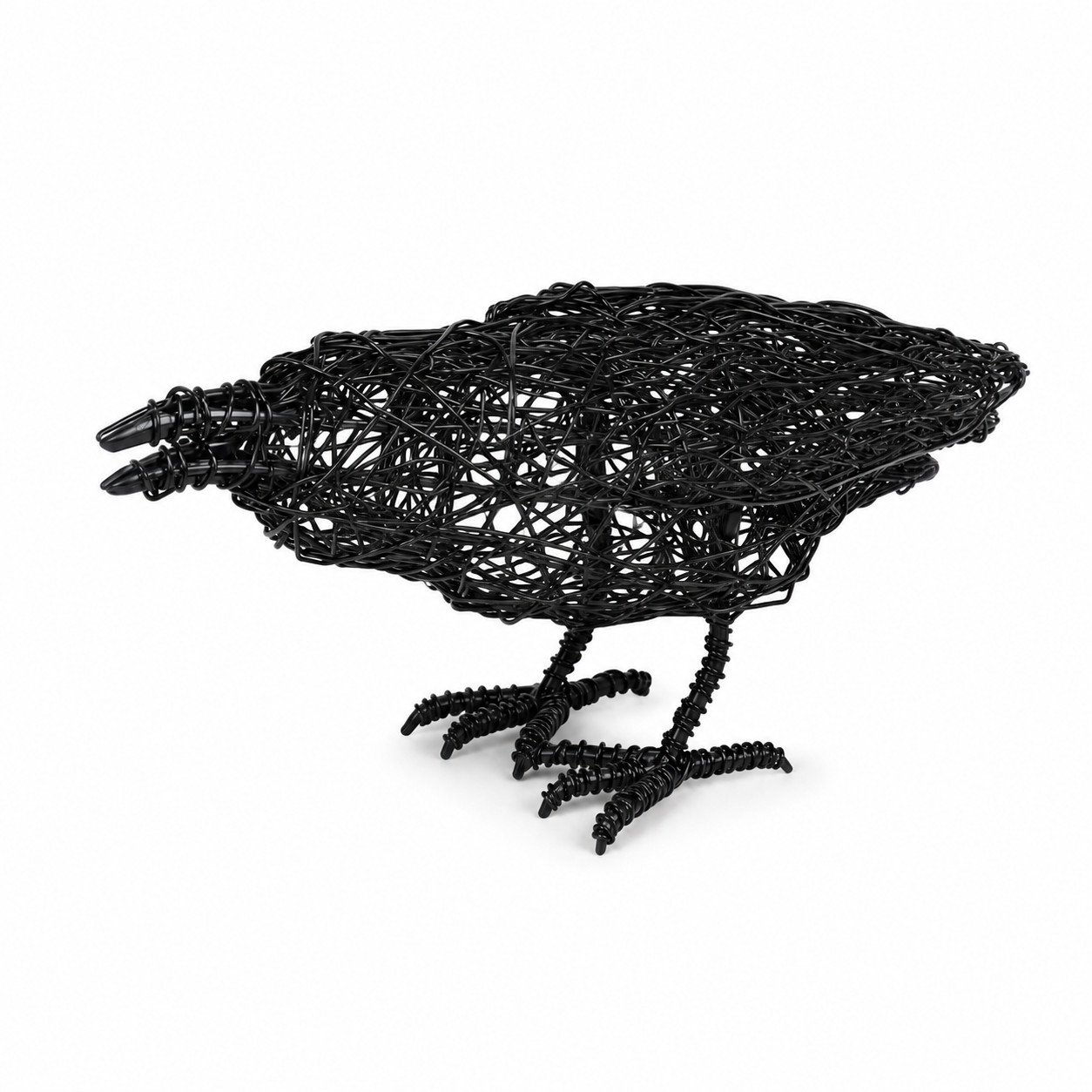 Modern Black Wire Crow Sculpture
