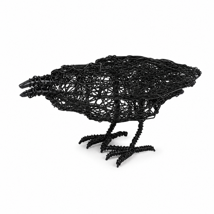 Modern Black Wire Crow Sculpture