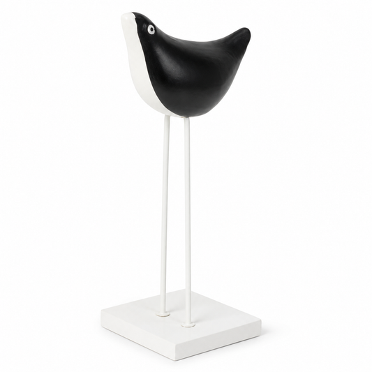 Black & White Decorative Metal Bird Figurine