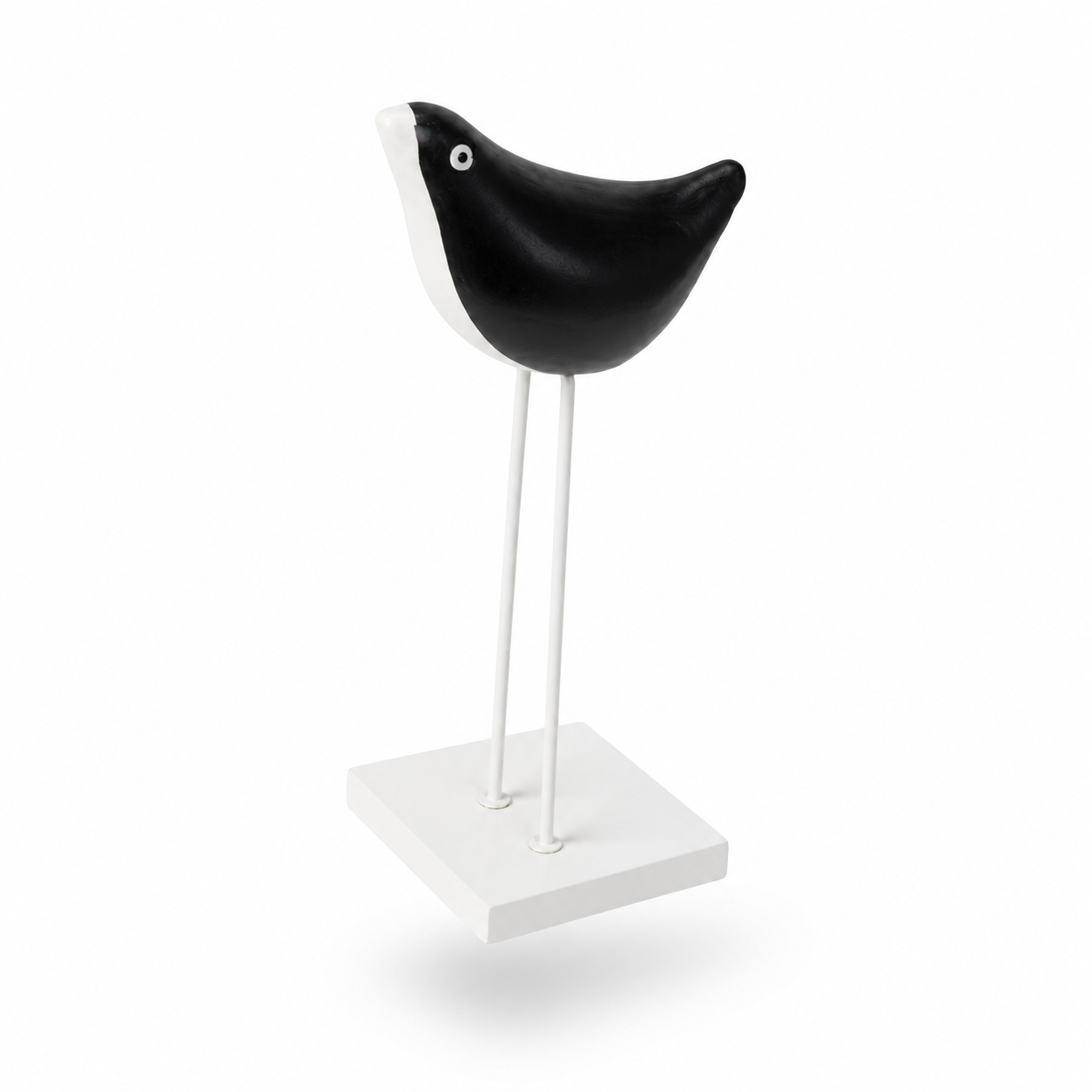 Black & White Decorative Metal Bird Figurine