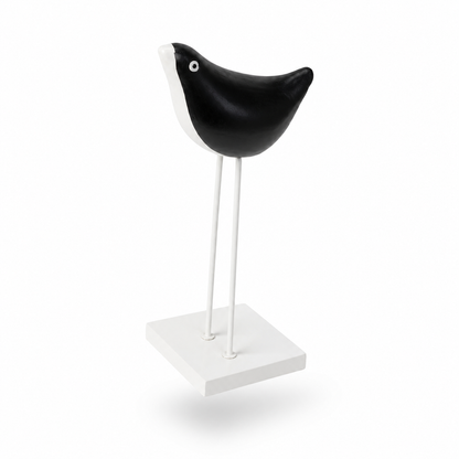 Black & White Decorative Metal Bird Figurine
