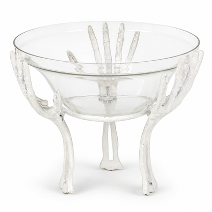 Halloween Skeleton Hand Glass Serving Bowl