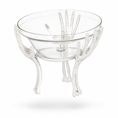 Halloween Skeleton Hand Glass Serving Bowl