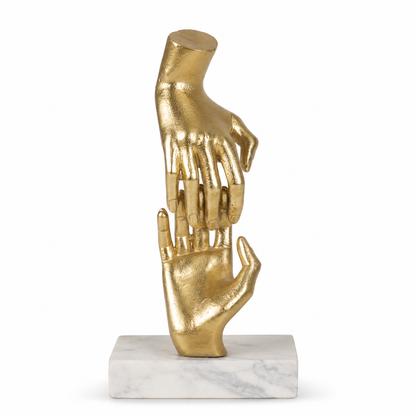 Gold Abstract Hand Sculpture on Marble Base