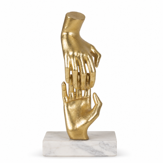 Gold Abstract Hand Sculpture on Marble Base