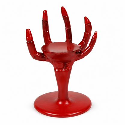 Red Skeleton Hand Candle Holder Stand