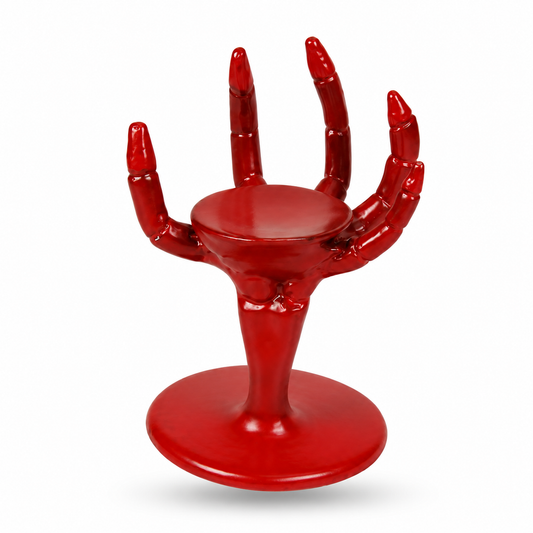 Red Skeleton Hand Candle Holder Stand