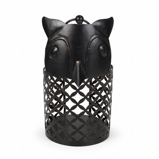 Decorative Owl Metal Lantern Candle Holder