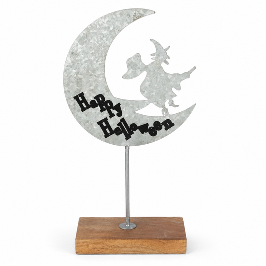 Happy Halloween Moon Witch Decor Showpiece