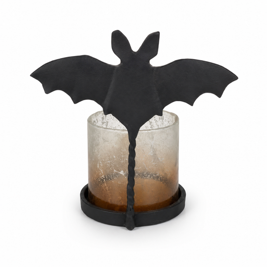 Halloween Bat Candle Holder with Mercury Glass