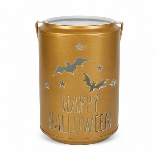 Happy Halloween Gold Candle Lantern Holder