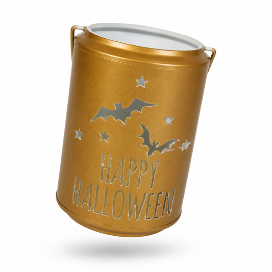 Happy Halloween Gold Candle Lantern Holder