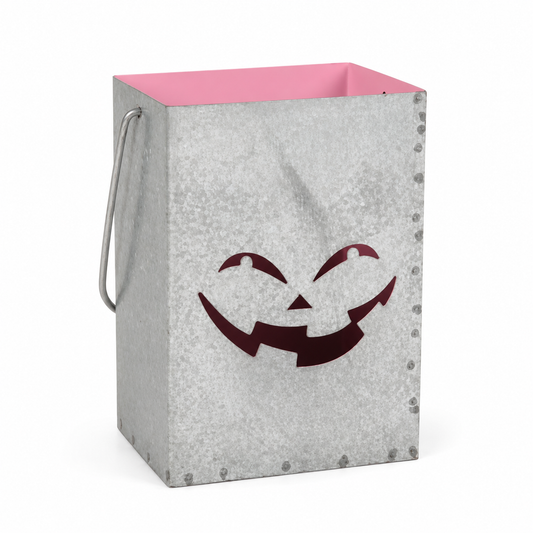 Galvanized Metal Halloween Pumpkin Lantern Bucket