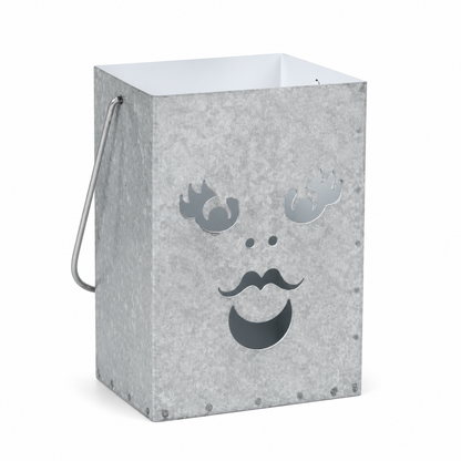 Galvanized Metal Halloween Ghost Lantern Bucket
