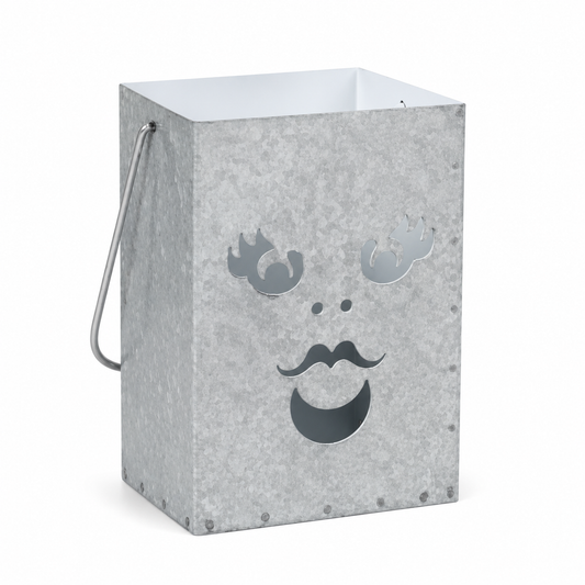 Galvanized Metal Halloween Ghost Lantern Bucket