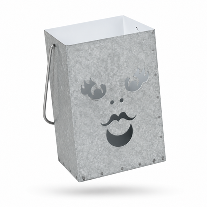 Galvanized Metal Halloween Ghost Lantern Bucket