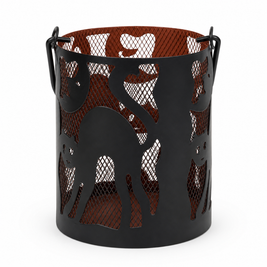 Halloween Black Cat Metal Lantern Bucket